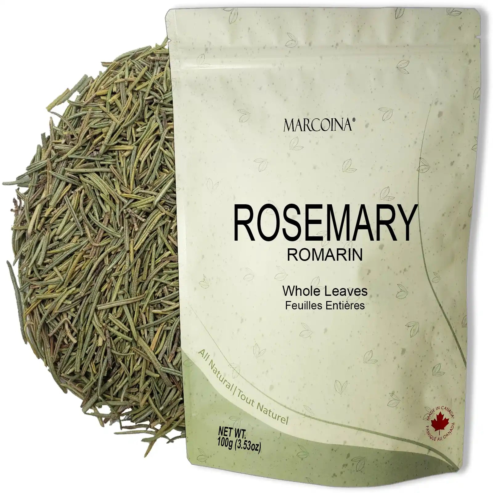 100g bag of dried rosemary leaves by Marcoina for tea and cooking