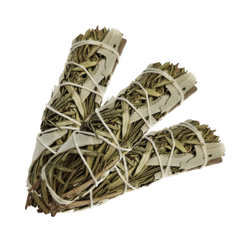 White Sage &amp; Rosemary Bundle (4 inches) - Quantity: 3