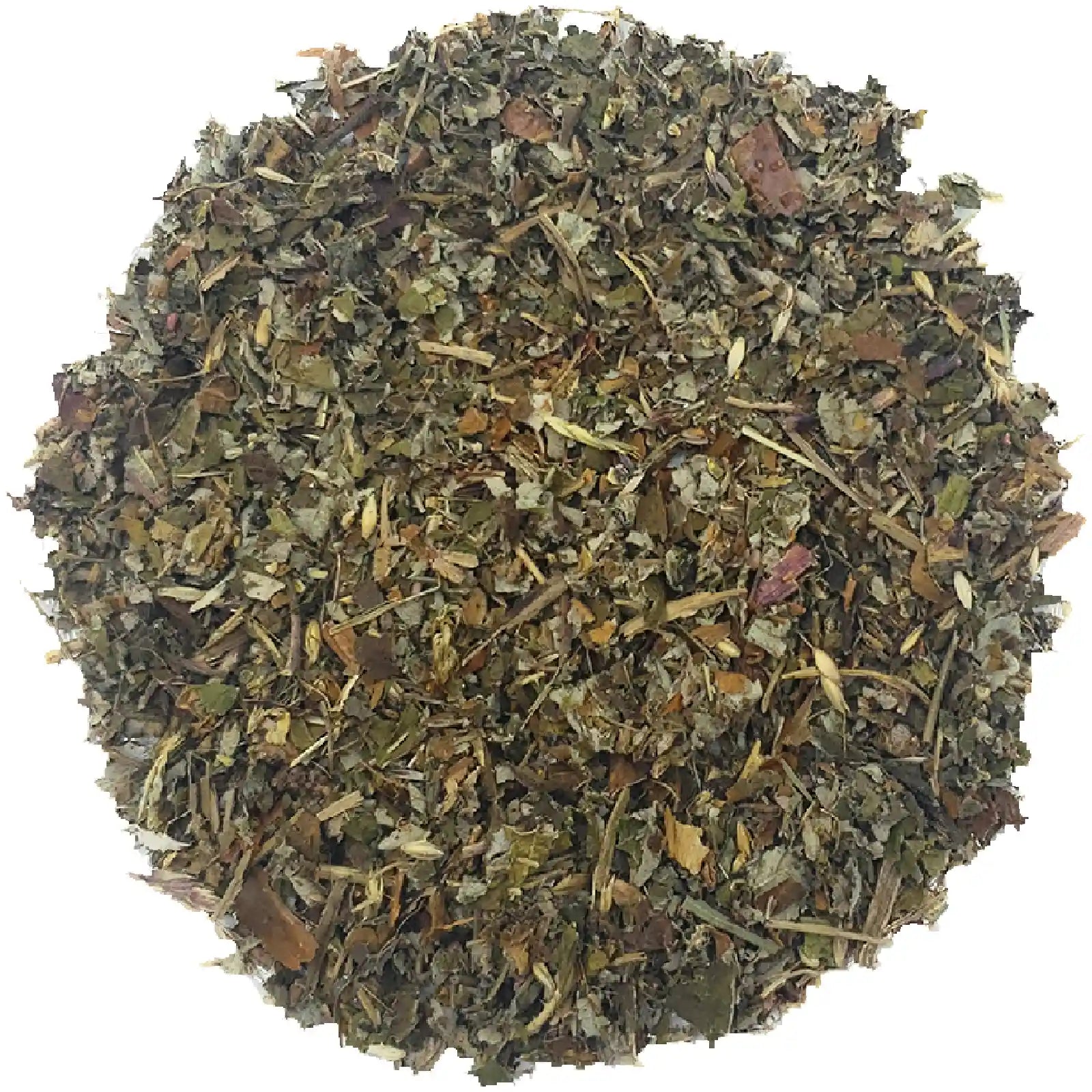 Marcoina Raspberry cut leaves packaging with dried leaves on a white background