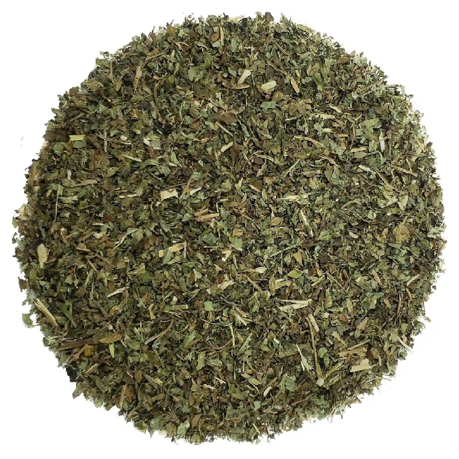 Packaged lemon balm leaves with a Mariconia brand label on a white background